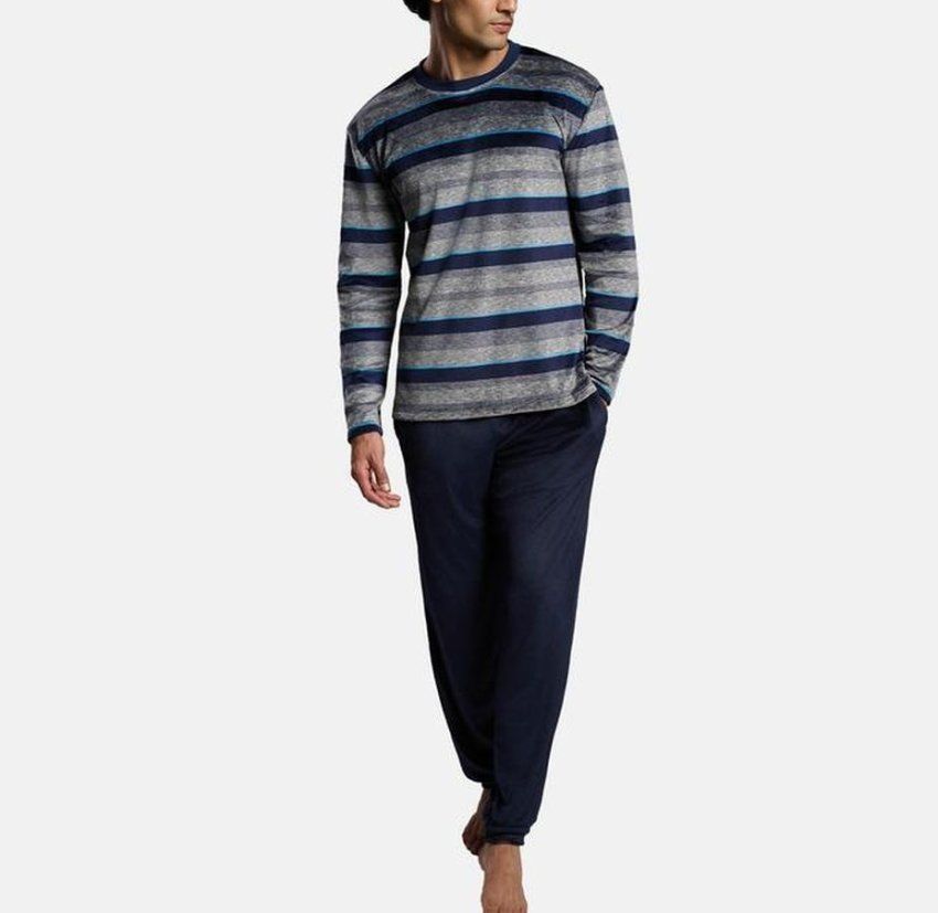 Pijama hombre Ysabel Mora Ref. 26414 con camiseta de rayas y pantalón liso
