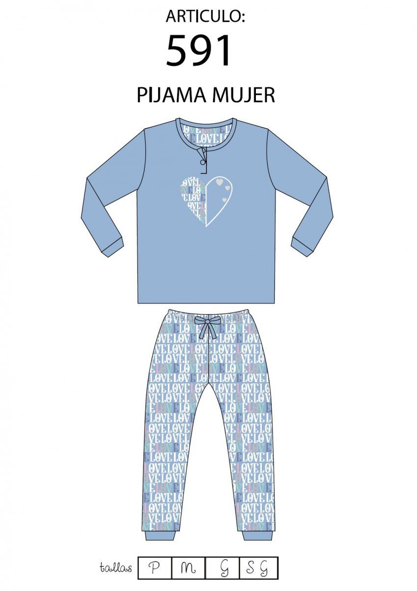 KN 591 PIJAMA SEÑORA MANGA LARGA ALGODON FINITO KINANIT