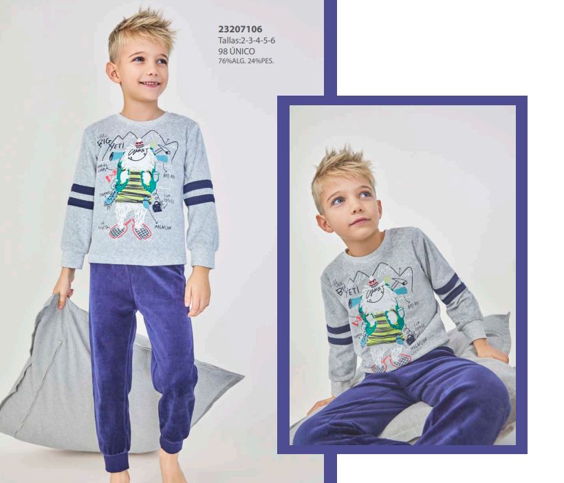 23207106 PIJAMA NIÑO TERCIOPELO  2 A 6 AÑOS TOBOGAN