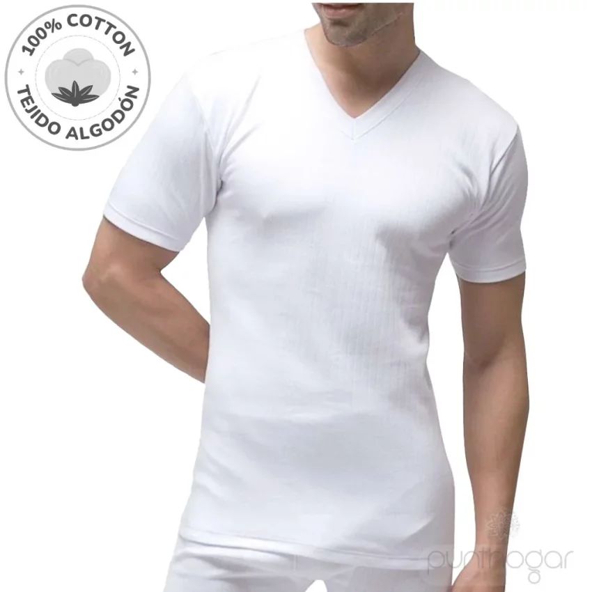 Camiseta interior hombre 721 cuello pico algodón al por mayor