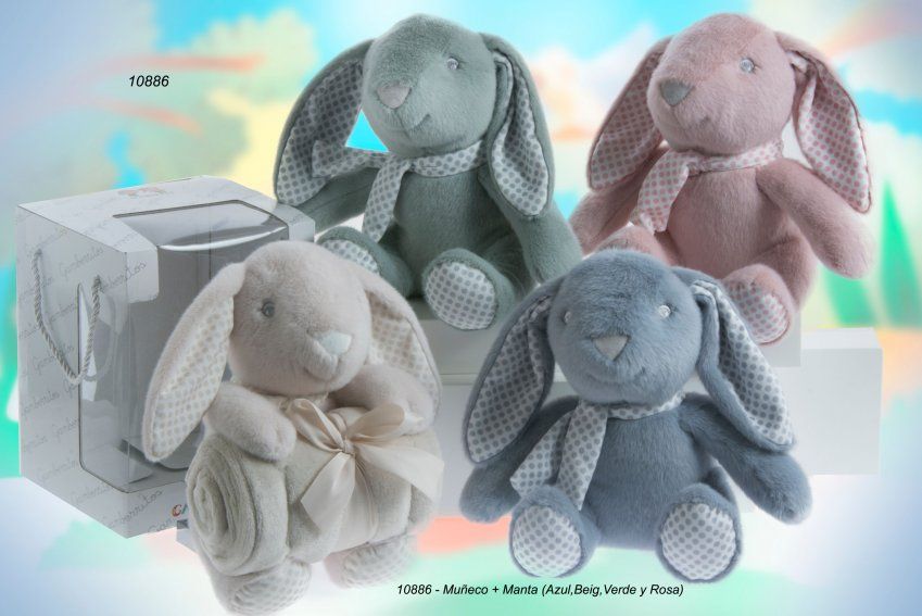 10886 MUÑECO CONEJO + MANTA GAMBERRITOS