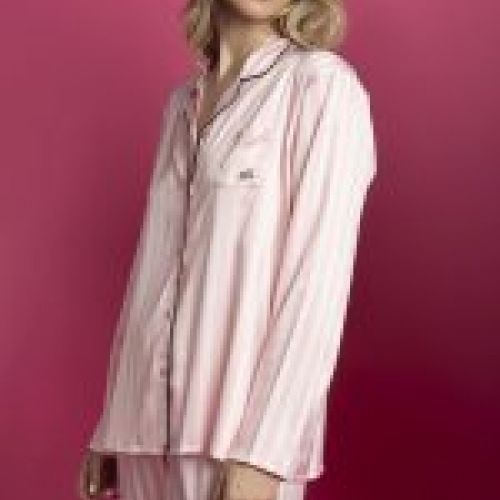 63494 Pijama barbie para mujer de raso a rallas camisero invierno al por mayor de admas