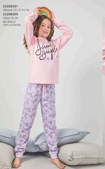 23208201 PIJAMA NIÑA 8 A 16 INTERLOCK TOBOGAN