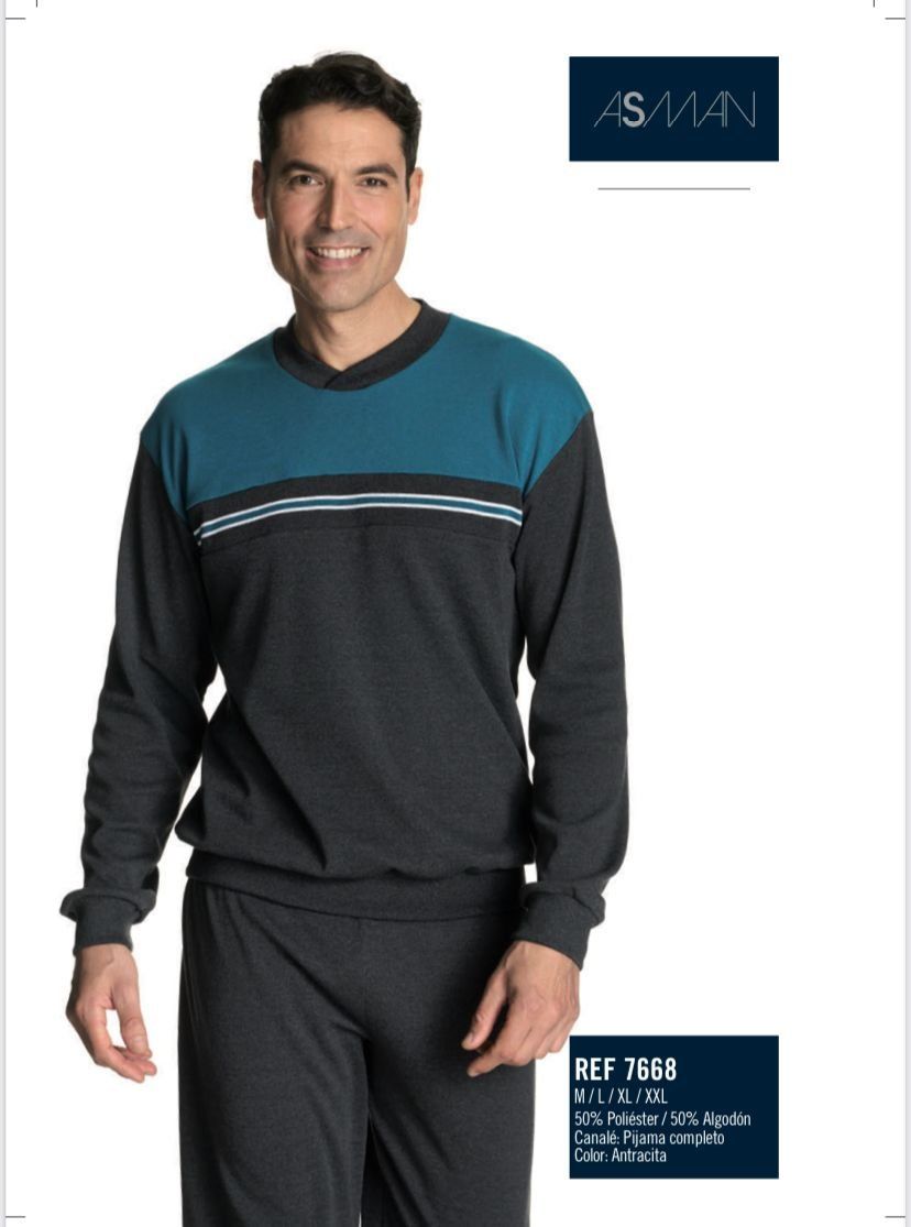 7668 PIJAMA CABALLERO ALGODON  FELPA ASSMAN
