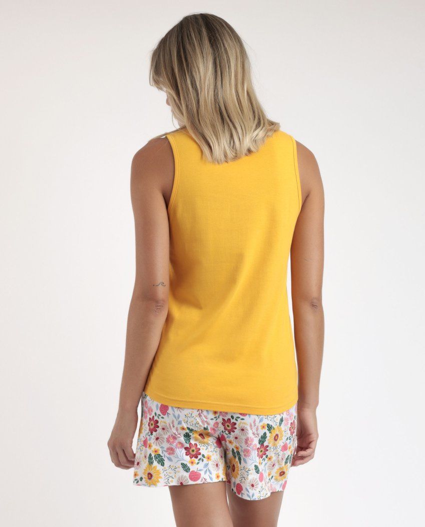 63072 ADMAS Pijama Sin Mangas Gold Flowers para Mujer
