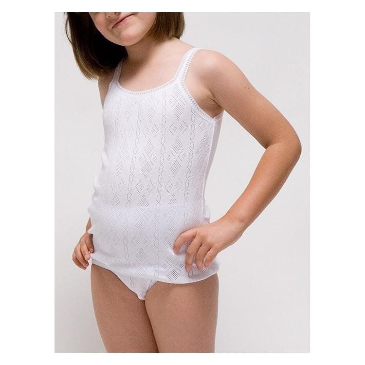 Camiseta interior niña algodón calado tirante fino 333
