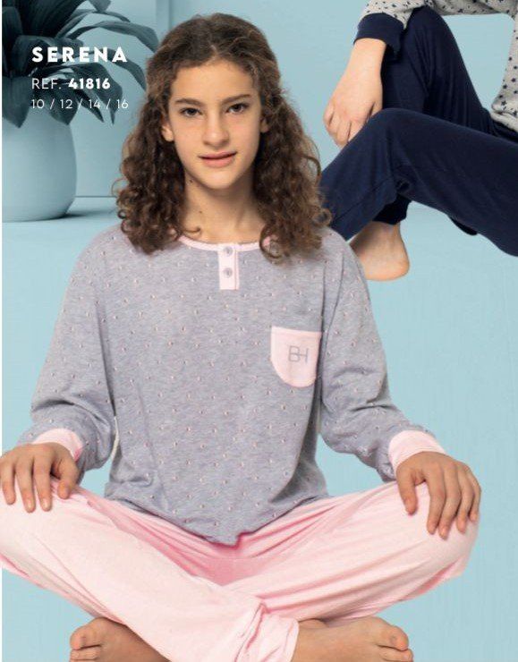 41816 PIJAMA NIÑA INTERLOCK 10 A 16 BLANCA  HERNANDEZ
