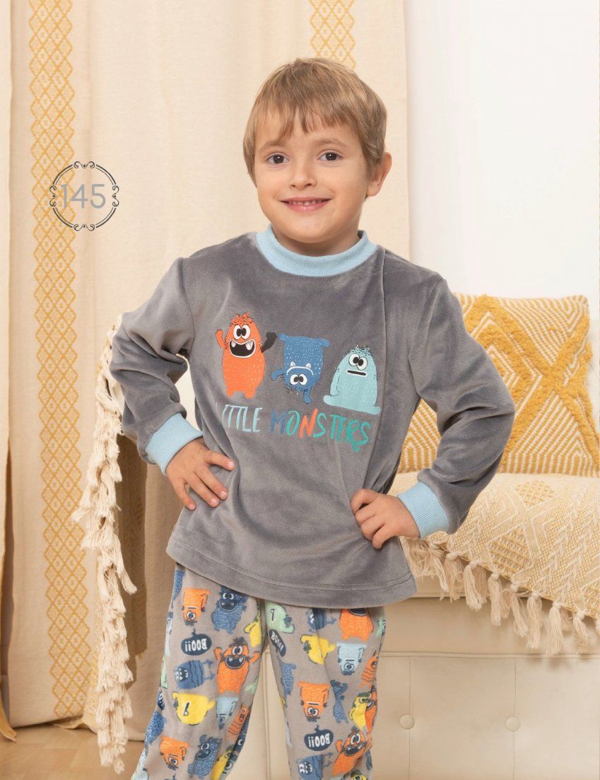 KN 145 PIJAMA  NIÑO TERCIOPELO SPANDEX 2 a 6 AÑOS KINANIT