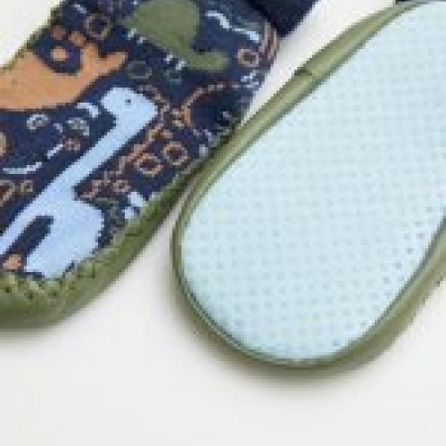 52880 Calcetines zapatilla térmicos estampados para bebé con suela antideslizante. Dibujo de conejito. Puño antipresión.
