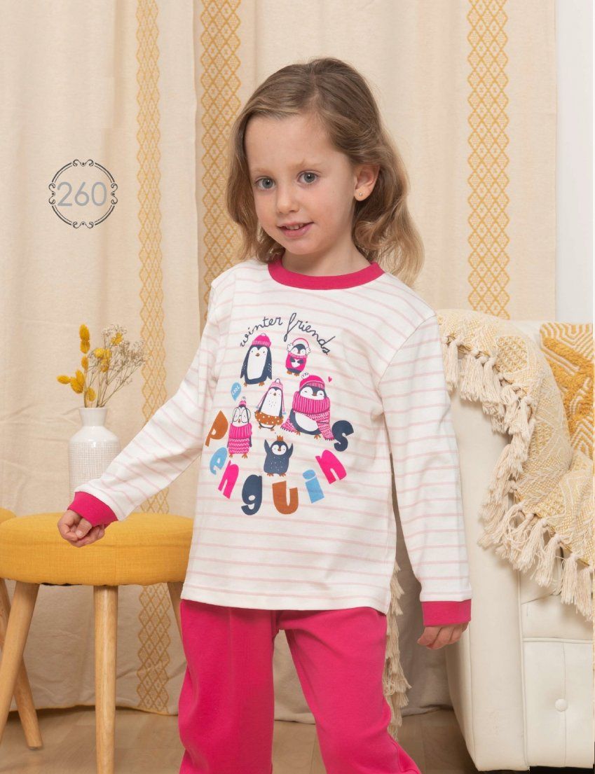 KN 260 PIJAMA  NIÑA ALGODON INTERLOCK 2 a 6 AÑOS KINANIT