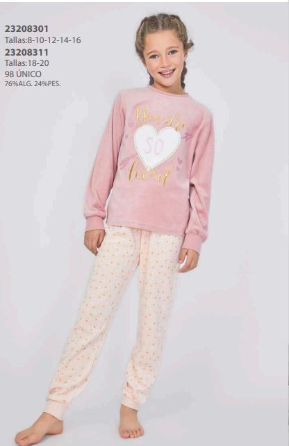 23208301 PIJAMA NIÑA 8 A 16 TERCIOPELO TOBOGAN