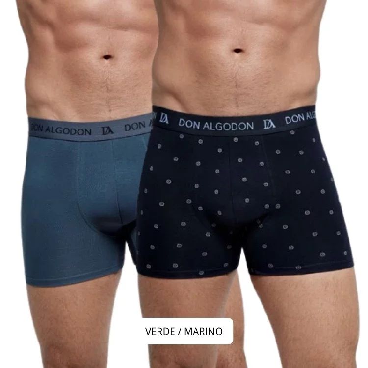 Boxer hombre Don Algodón PB728 pack de 2 en algodón elástico al por mayor disponible en Nati Campos, cómodo y transpirable