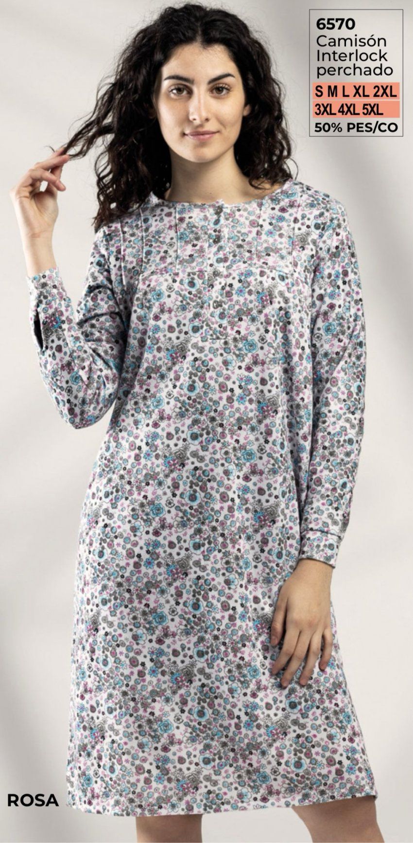 6570 CAMISON MANGA LARGA INTERLOCK PERCHADO 100% ALGODON  LIN