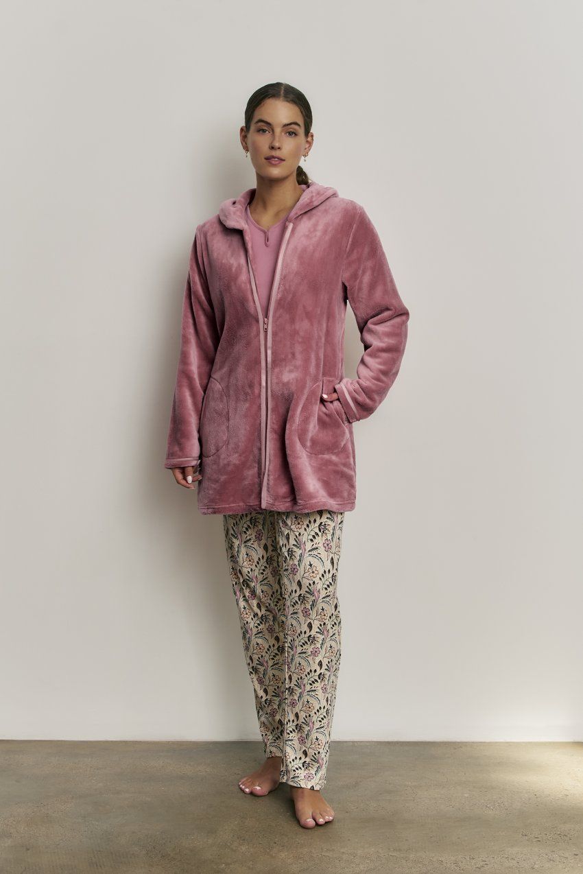 N 21863 CONJUNTO PIJAMA MUJER ALGODON + BATA (3 PIEZAS)