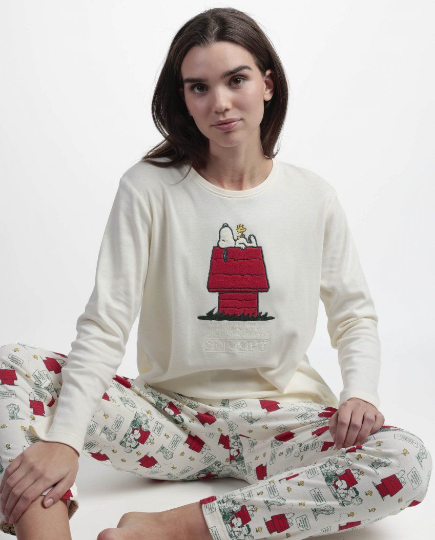 63241 pijama de mujer 100 % algodon de snoopy de la cas admas al por mayor