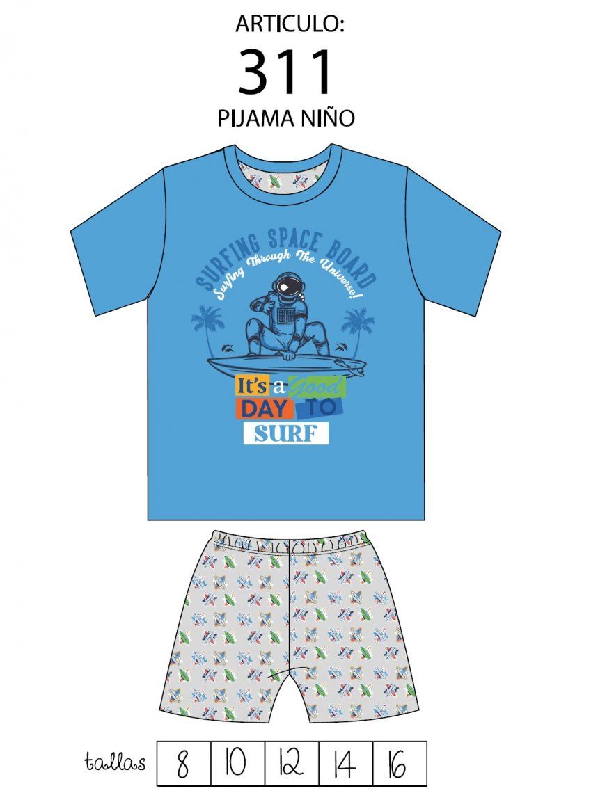 KN 311 PIJAMA NIÑO VERANO  25 8 A 16  KINANIT