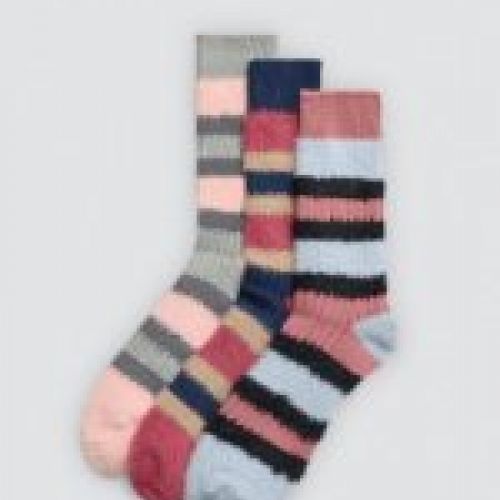 12965 Calcetines con estampado de rayas para mujer con puño antipresión y tacto extrasuave