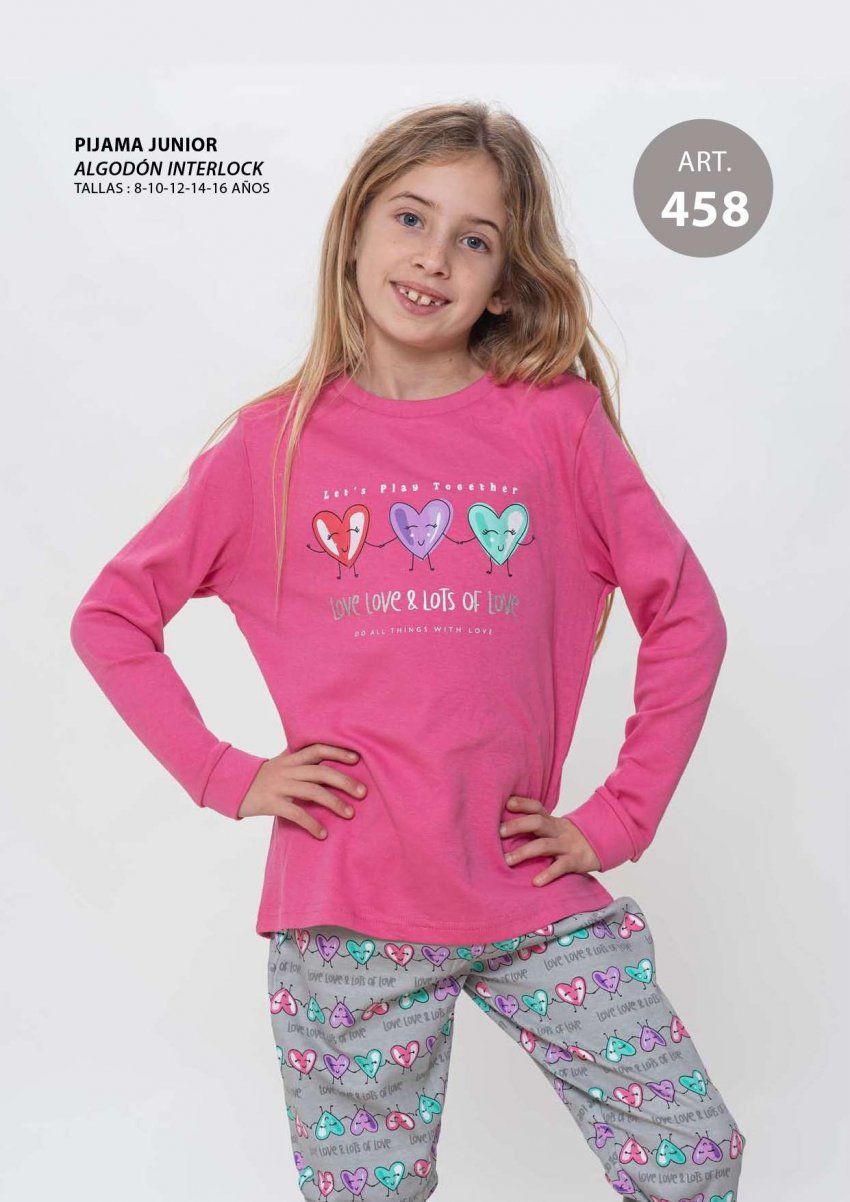 KN 458 PIJAMA NIÑA ALGODON INTERLOCK 8 a 16 años KINANIT