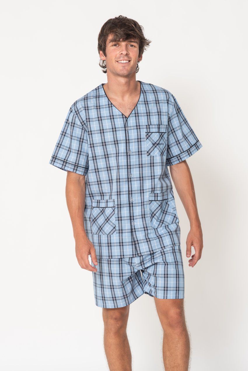 DA24312 PIJAMA CABALLERO VERANO POPELIN DON ALGODON