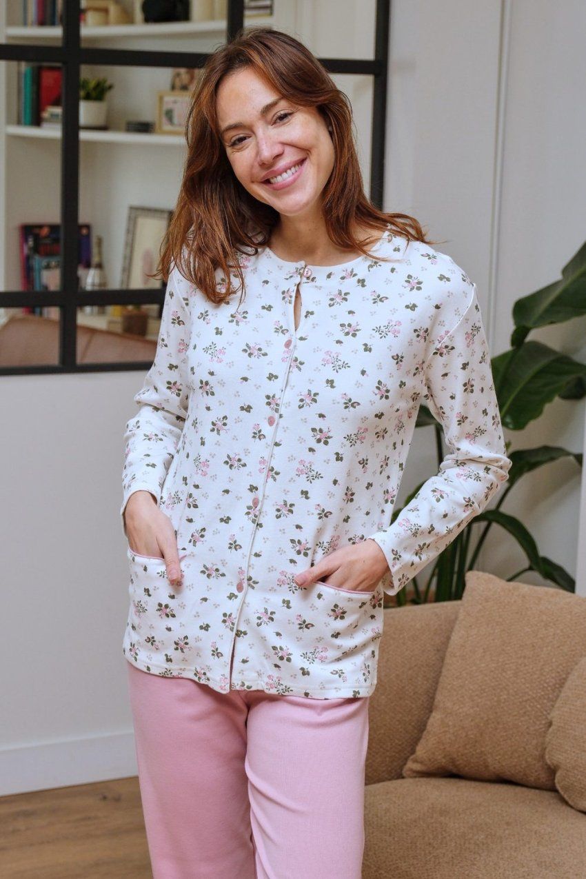 Pijama de mujer abierto Muslher 266620 en tejido interlock para venta al por mayor