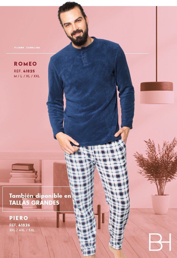 41826 PIJAMA CABALLERO CORALINA  TALLAS GRANDES PIERO BLANCA HERNANDEZ