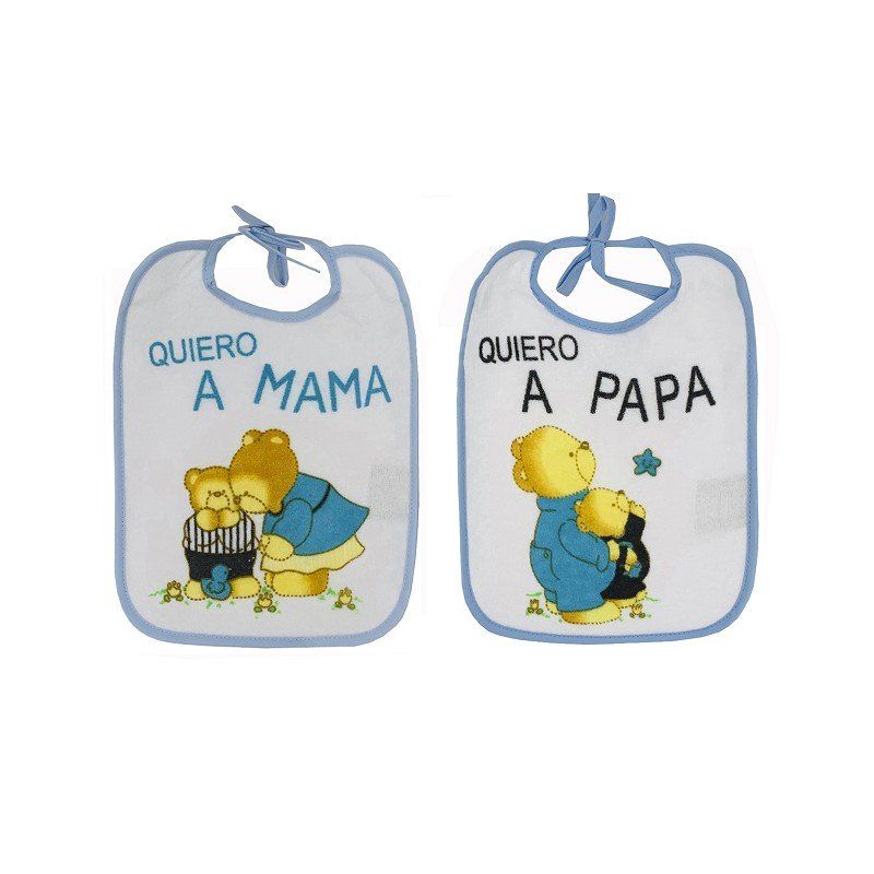 1080  BABEROS CON PASTICO Y LAZO (PACK 2)  20X26cm DUFFI