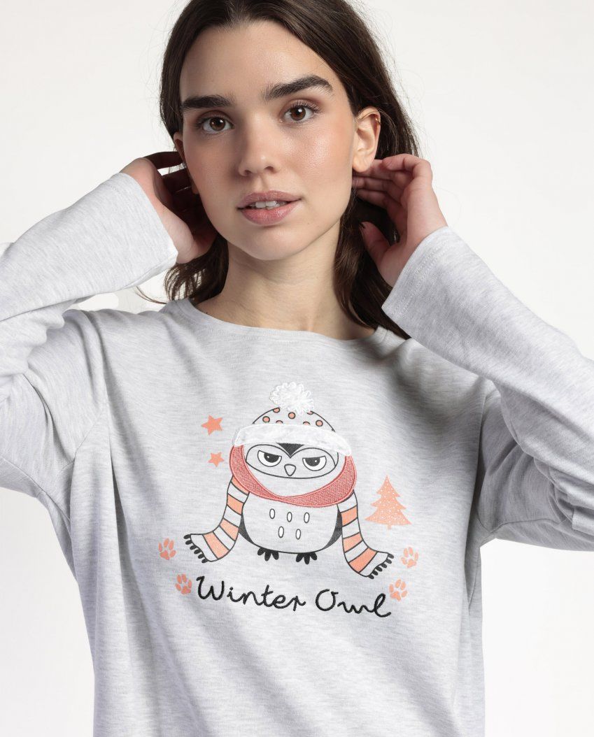 63592 PIJAMA MUJER BUHO INTERLOCK ADMAS