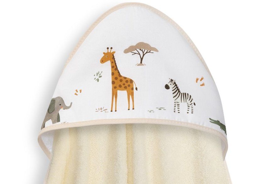 Set de baño bebé Interbaby safari con capa absorbente y gorro protector distribuidor mayorista
