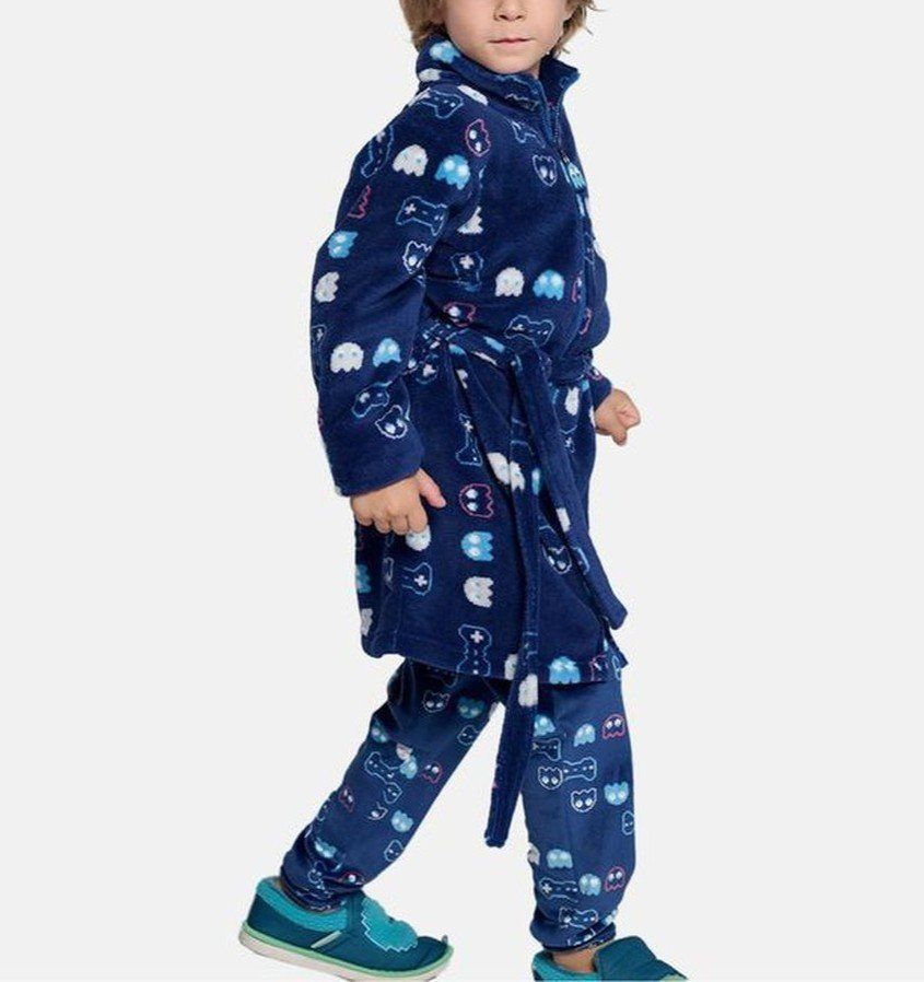 Bata de niño de coralina con estampado gamer – Ref. 26709