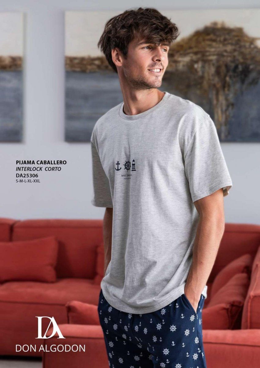 DA25306 PIJAMA HOMBRE VERANO AL POR MAYOR DON ALGODON