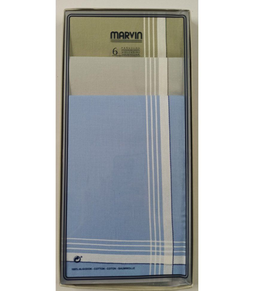 Pañuelos hombre MARVIN 40x40 algodón caja 6 unidades