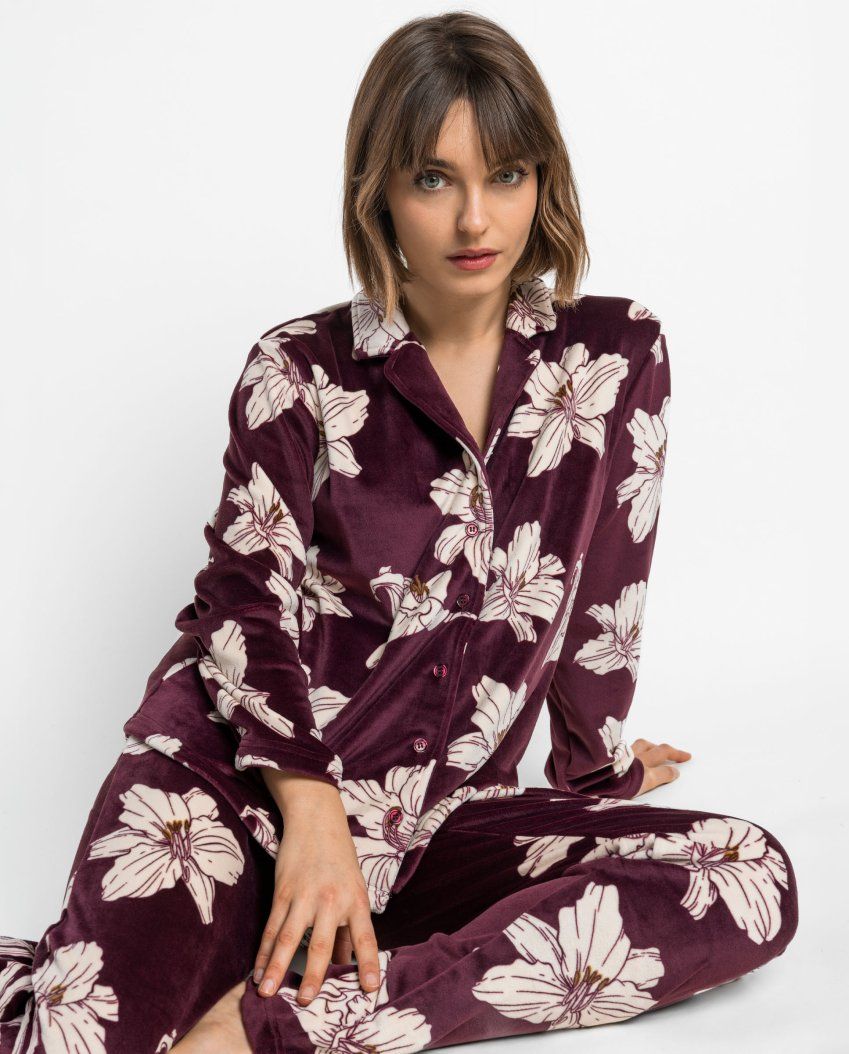 64656 pijama mujer abierto velvet estampado admas luxury