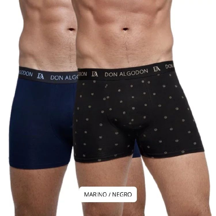 Pack de 2 bóxer Don Algodón PB728 en color negro y gris para hombre al por mayor en Nati Campos, ajuste cómodo y tejido de algodón
