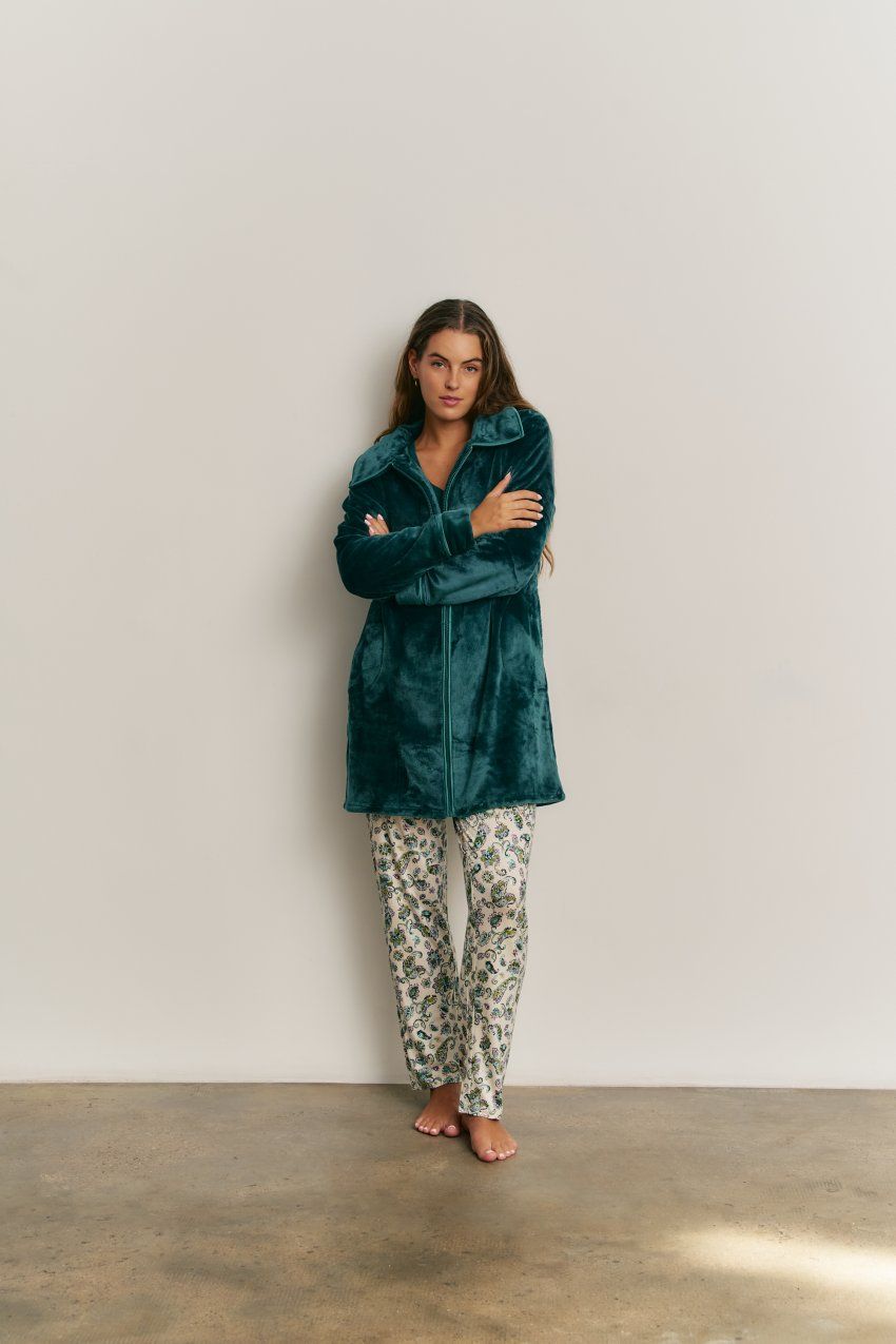 N 21793 CONJUNTO PIJAMA MUJER ALGODON + BATA (3 PIEZAS) PROMISE