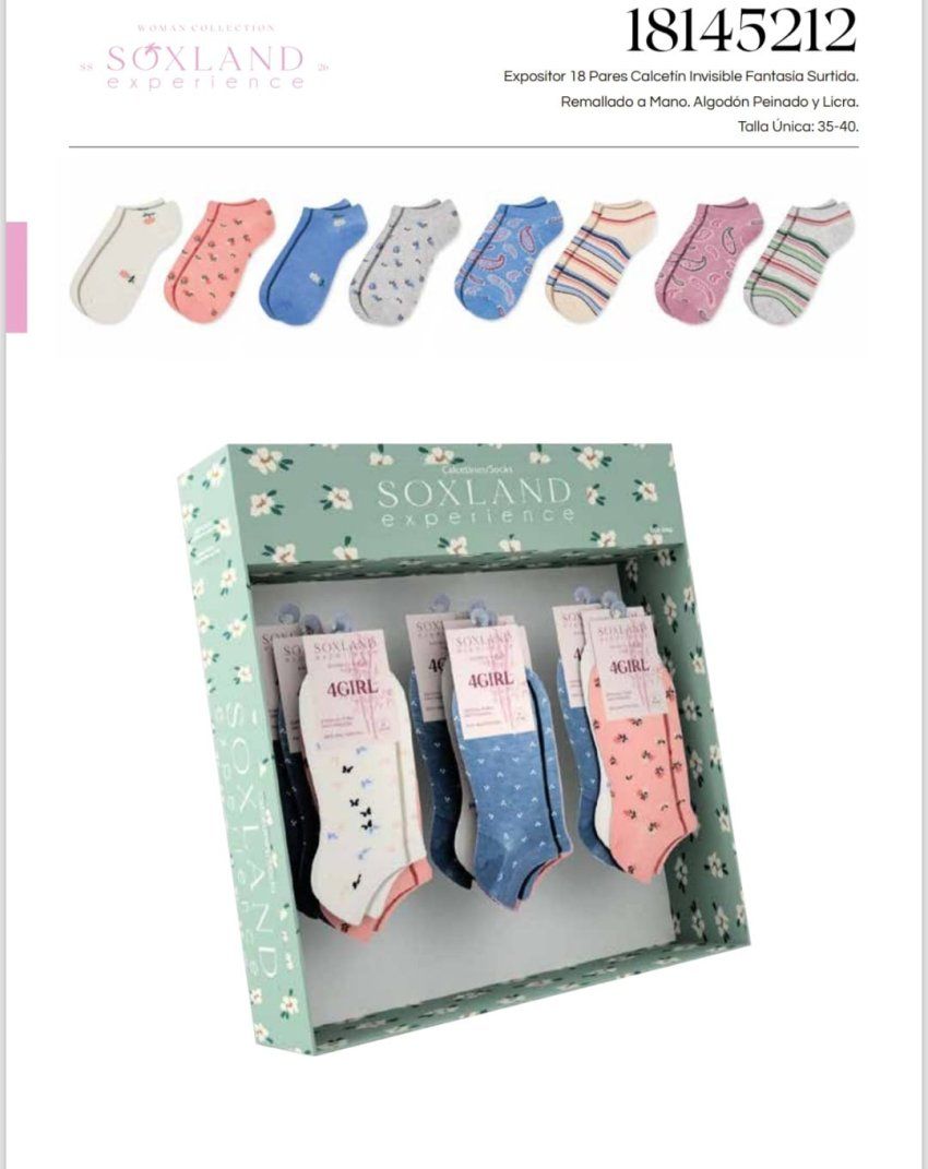 Expositor calcetines invisibles mujer Soxland 18 pares.