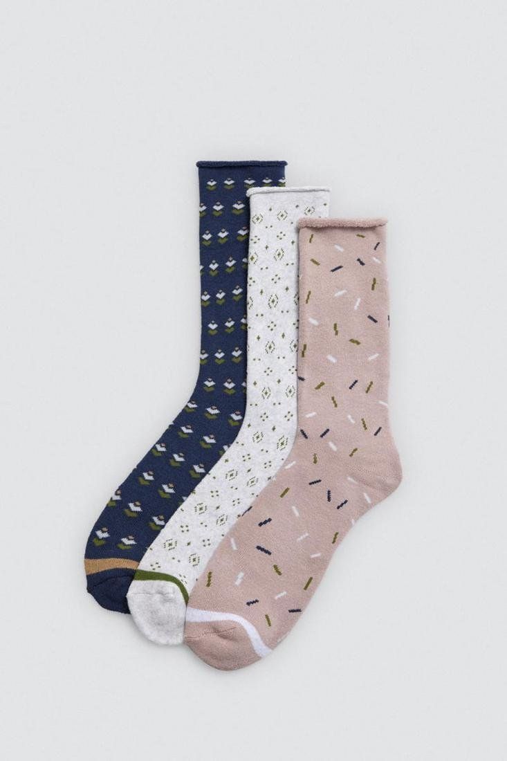 12950 Calcetines estampados térmicos sin puño para mujer, proporciona calidez sin presión.