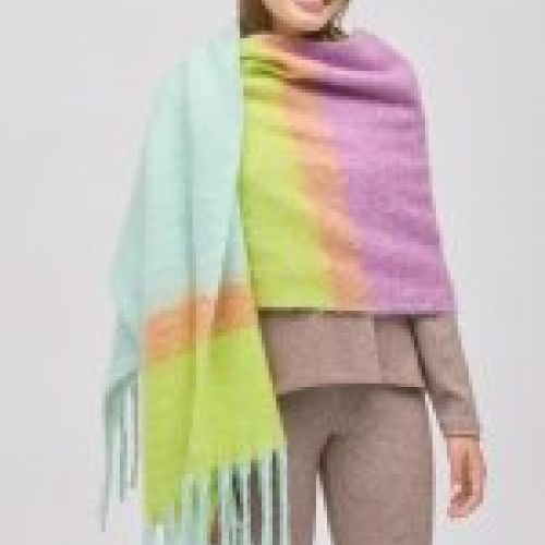 70703 Bufanda pashmina con rayas contrastadas.