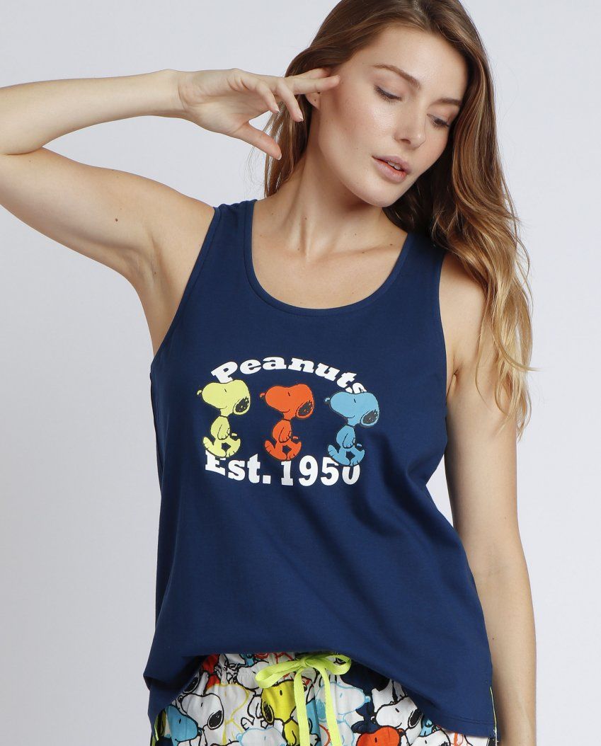 62433 PIJAMA MUJER TIRANTE SNOOPY 100% ALGODON ADMAS