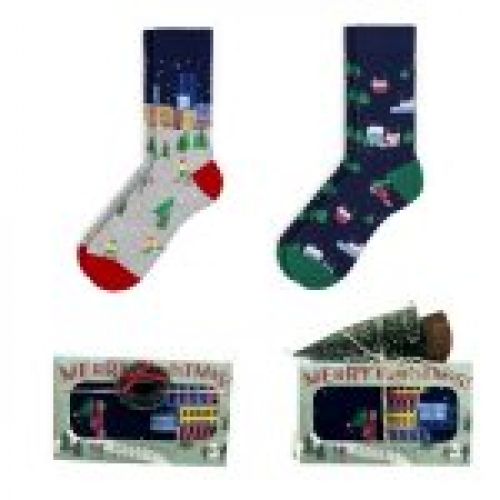 1212204 CAJA REGALO 2 PARES CALCETINES ALBOL O CORONA NAVIDAD SOXLAND