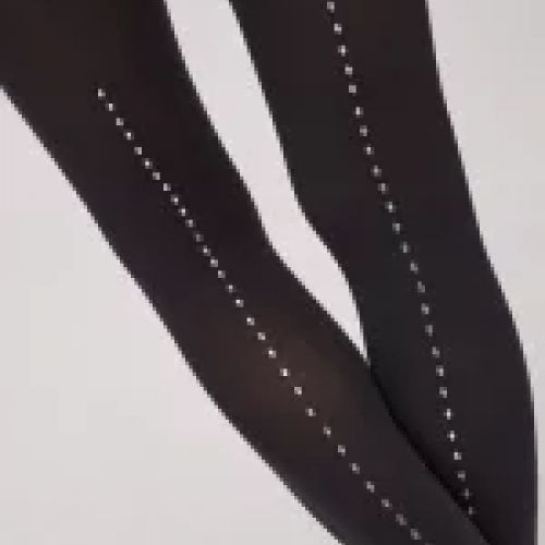 16630 panty de 20 deniers de color negro con detalle lineal trasero de brillos en vertical tipo diamante.