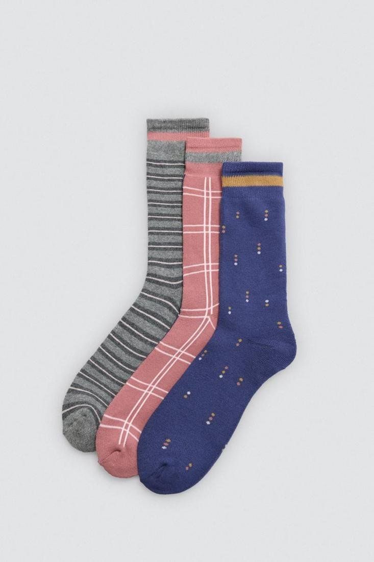 12947 Calcetines estampados térmicos de mujer, con puño antipresión para un ajuste cómodo.