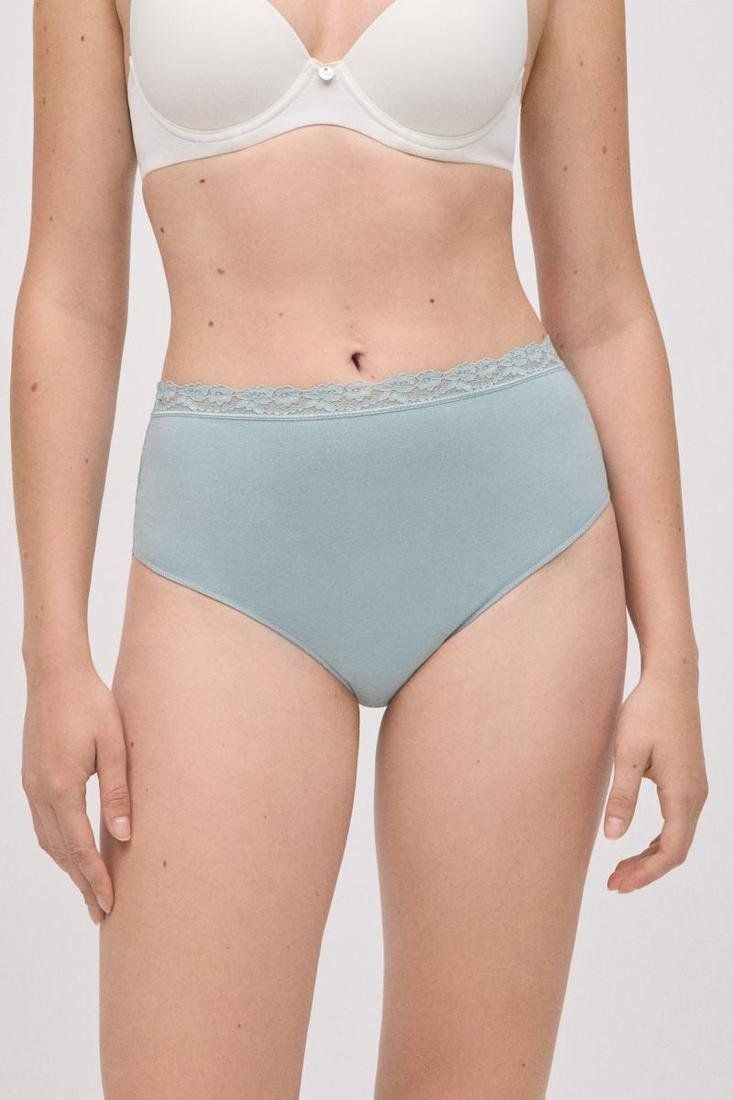 19482 Braga alta de algodón natural con encaje en la parte trasera