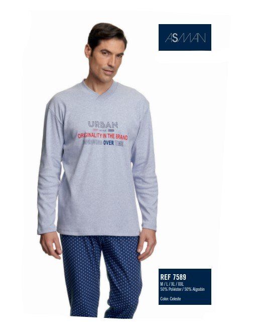 7589 PIJAMA CABALLERO ALGODON  FELPA ASSMAN