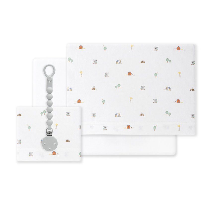 Juego de sábanas cuna bebé Interbaby 03348 Granja al por mayor con chupetero incluido