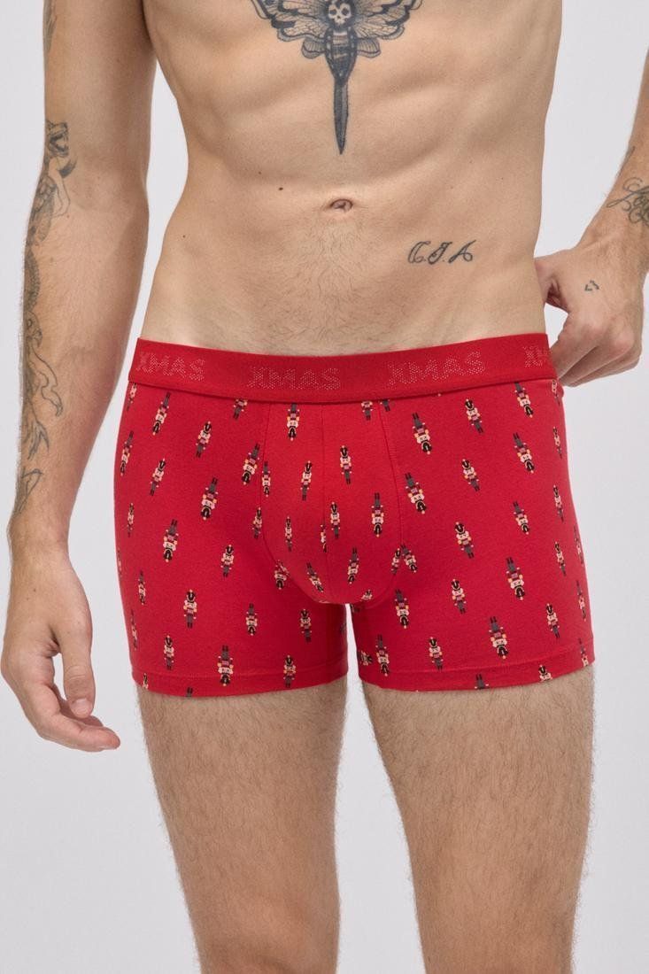 20433 Pack de un calzoncillo bóxer y un par de calcetines con estampado navideño de algodón natural YSABEL MORA