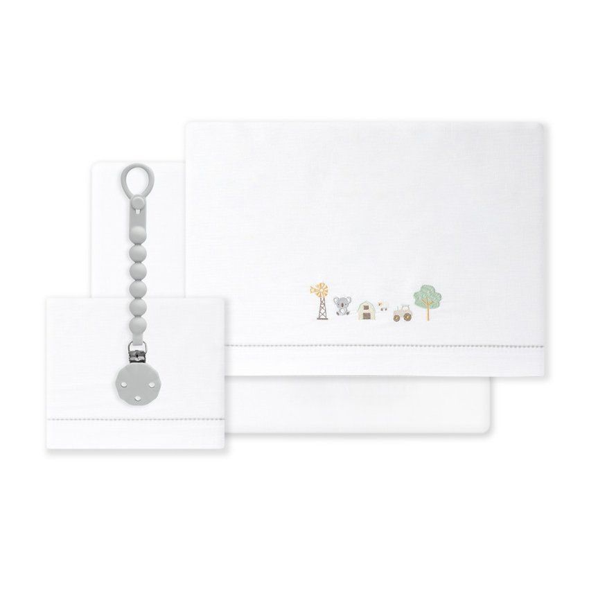 Juego de sábanas para cuna bebé Interbaby 03345 con chupetero incluido y tejido 100 algodón
