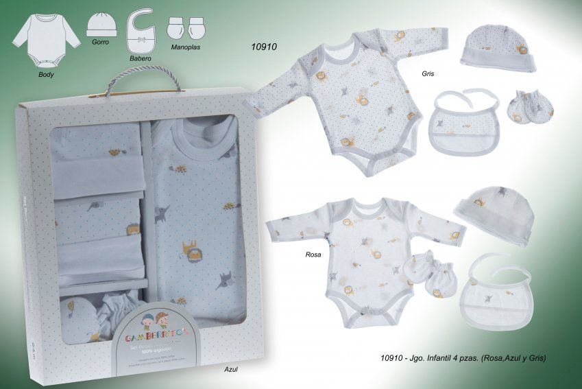 10910 conjunto infantil 4 piezas animales gamberritos