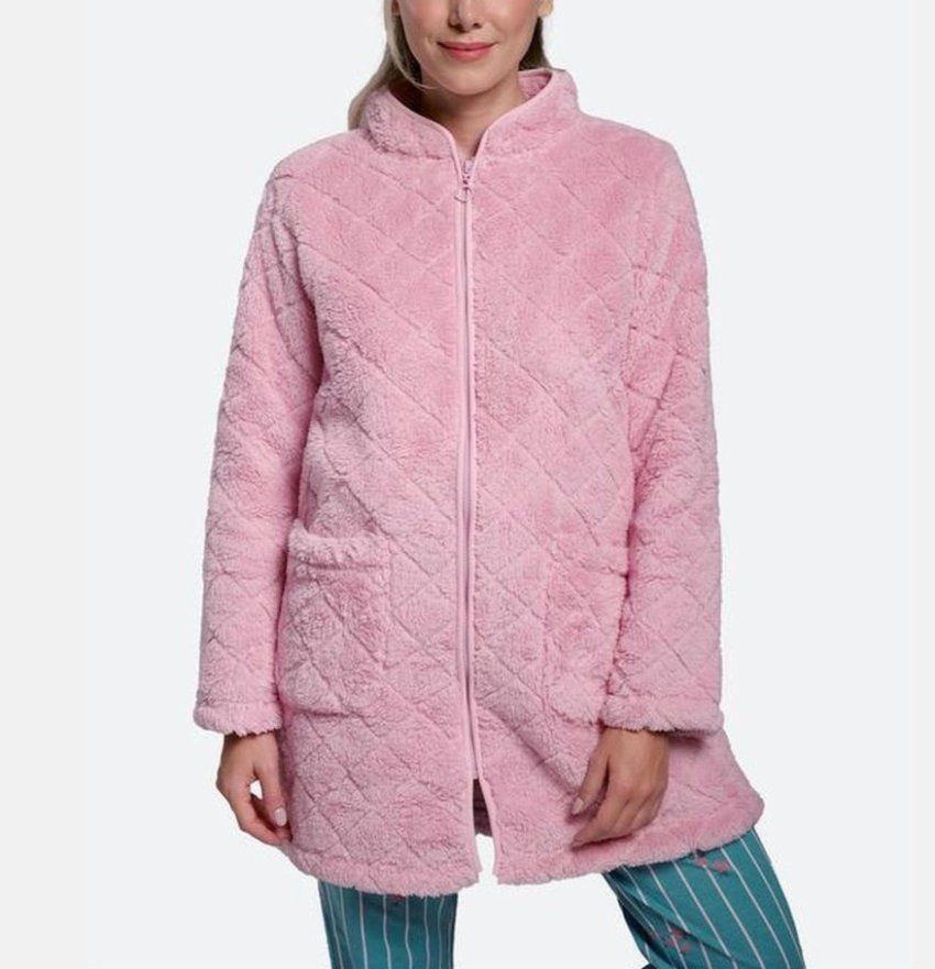 Bata mujer de borreguillo rosa con cremallera Ysabel Mora Ref. 26242
