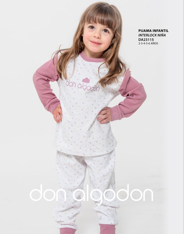 DA 23115 PIJAMA NIÑA INTERLOCK 2 A 6 AÑOS  DON ALGODON