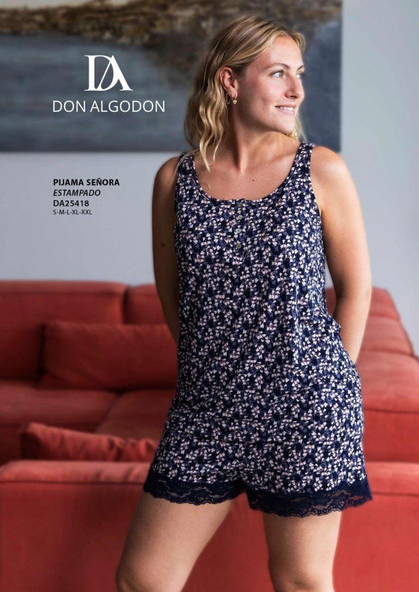 DA25418 PIJAMA TIRANTE ANCHO VERANO DON ALGODON